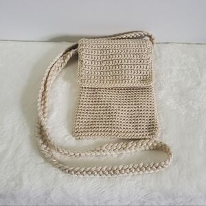 The Sak Crochet Cream Off White Rectangle Essential Phone Crossbody Bag